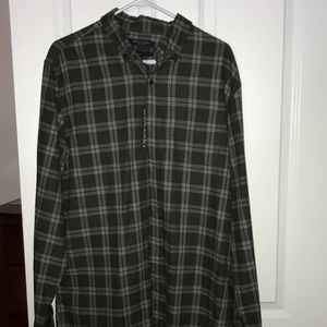 Banana Republic men’s green luxe plaid long sleeve button down, slim fit XL